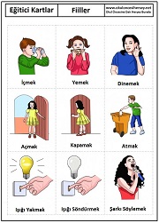 Okul öncesi fiiller eğitici kartları