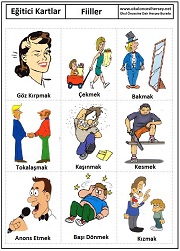 Okul öncesi fiiller eğitici kartları