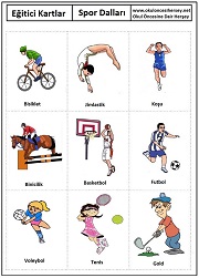 Okul öncesi spor dalları eğitici kartları