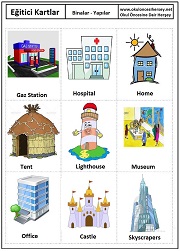 Okul öncesi Binalar eğitici kartları