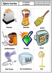 Okul öncesi Ev Aletleri eğitici kartları