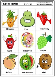 Okul öncesi Meyveler eğitici kartları