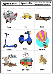 Okul öncesi Taşıtlar eğitici kartları