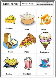 Okul öncesi Yiyecek-içecek eğitici kartları