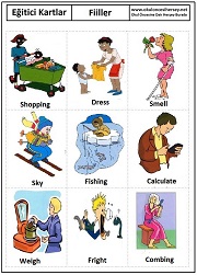 Okul öncesi fiiller eğitici kartları