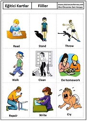 Okul öncesi fiiller eğitici kartları