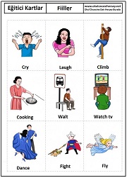 Okul öncesi fiiller eğitici kartları