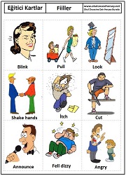 Okul öncesi fiiller eğitici kartları