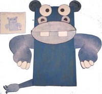 kese kağıdından Hipopotam kukla şablonu