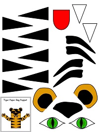 kese kağıdından Kaplan kukla şablonu