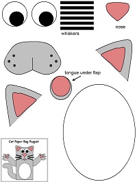 kese kağıdından Kedi kukla şablonu