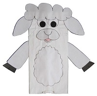 kese kağıdından Koyun kukla şablonu