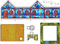 çocuklar için hazır ev model maketi şablonu, paper craft model house