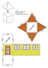 çocuklar için hazır ev model maketi şablonu, paper craft model house
