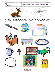 okul öncesi doğru eşyayı bul çalışma sayfaları