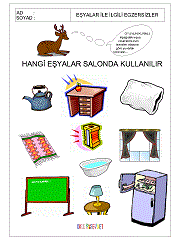 okul öncesi eşyalar çalışma sayfaları