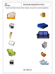 okul öncesi çocuklar için eşyaları kullanıldıkları odaya göre eşleştir