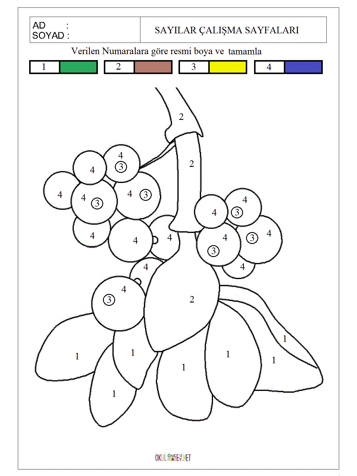 okul öncesi 1 sayısı çizgi çalışması