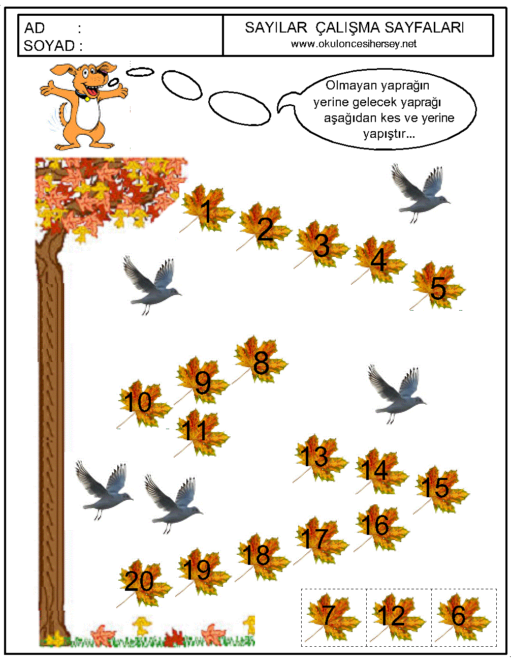 okul öncesi 1 sayısı çizgi çalışması