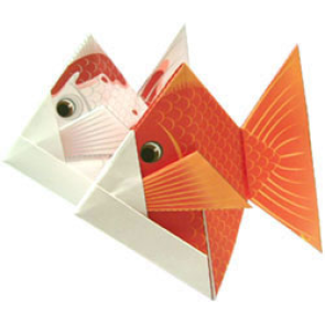 Renkli altın balığı origami şablonu