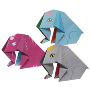 Renkli fil origami şablonu