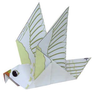 Renkli güvercin origami şablonu