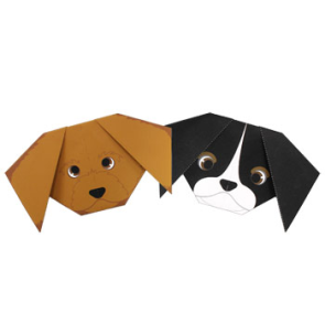 Renkli köpek origami şablonu