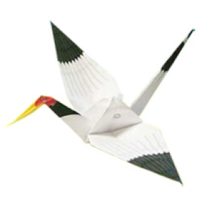 Renkli leylek origami şablonu