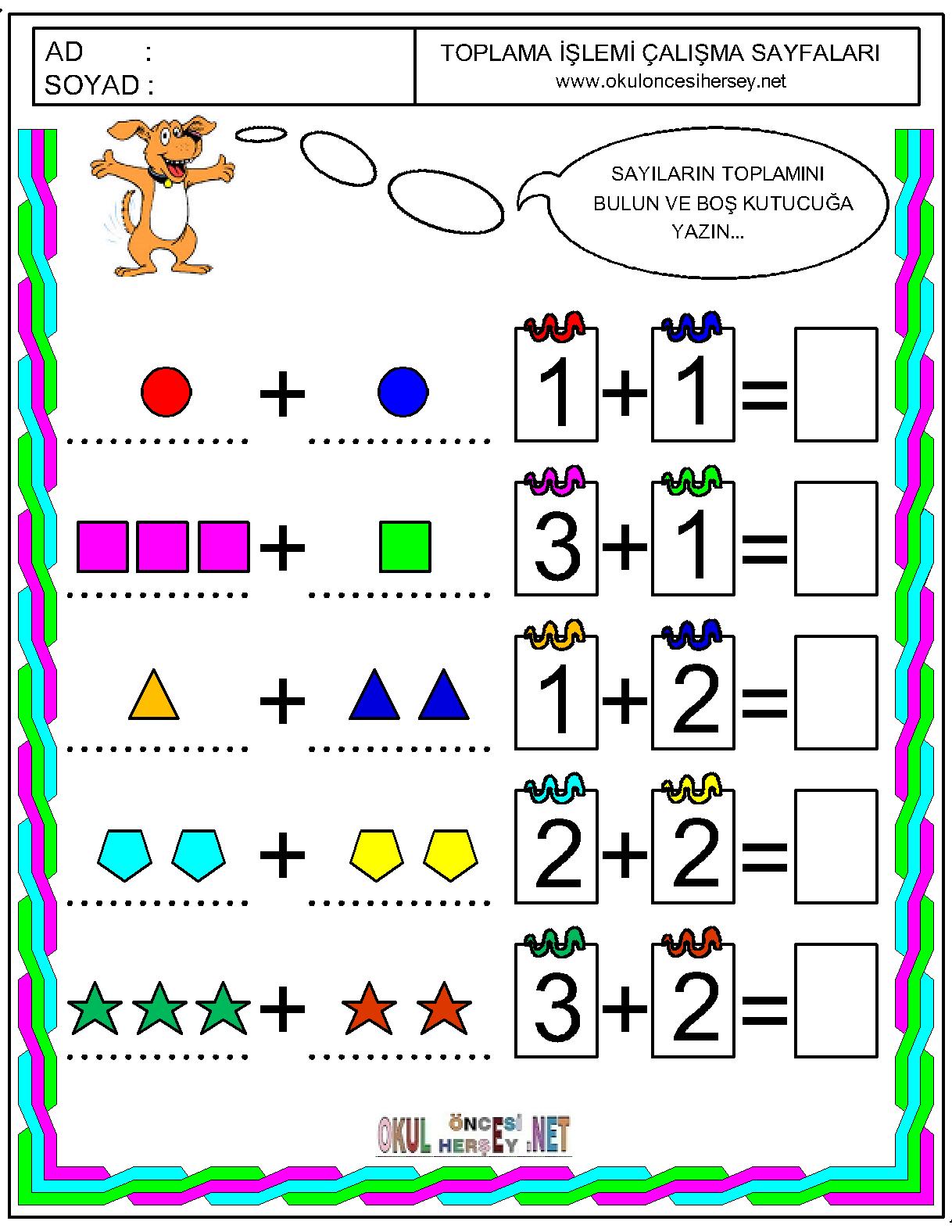Toplama İşlemi Çalışma Sayfaları