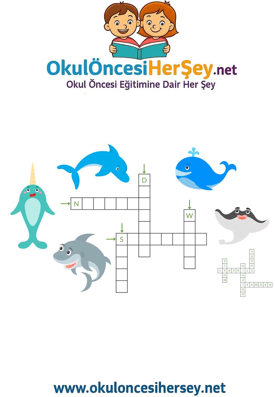 Çocuklar İçin   Crossword Bulmaca  