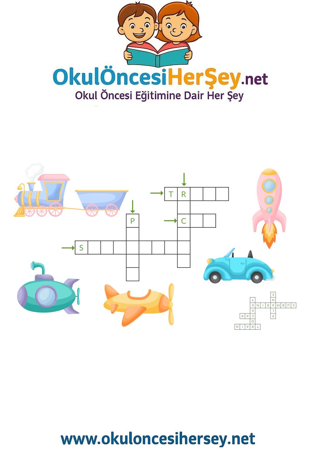 Çocuklar İçin   Crossword Bulmaca  