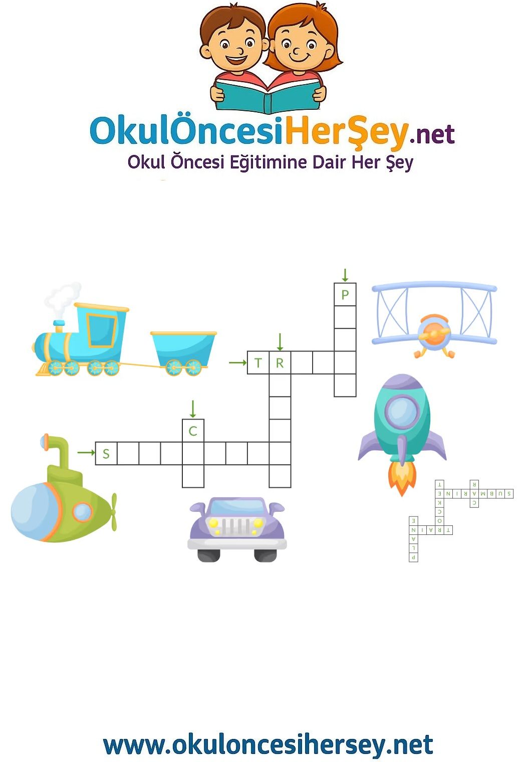 Çocuklar İçin   Crossword Bulmaca  
