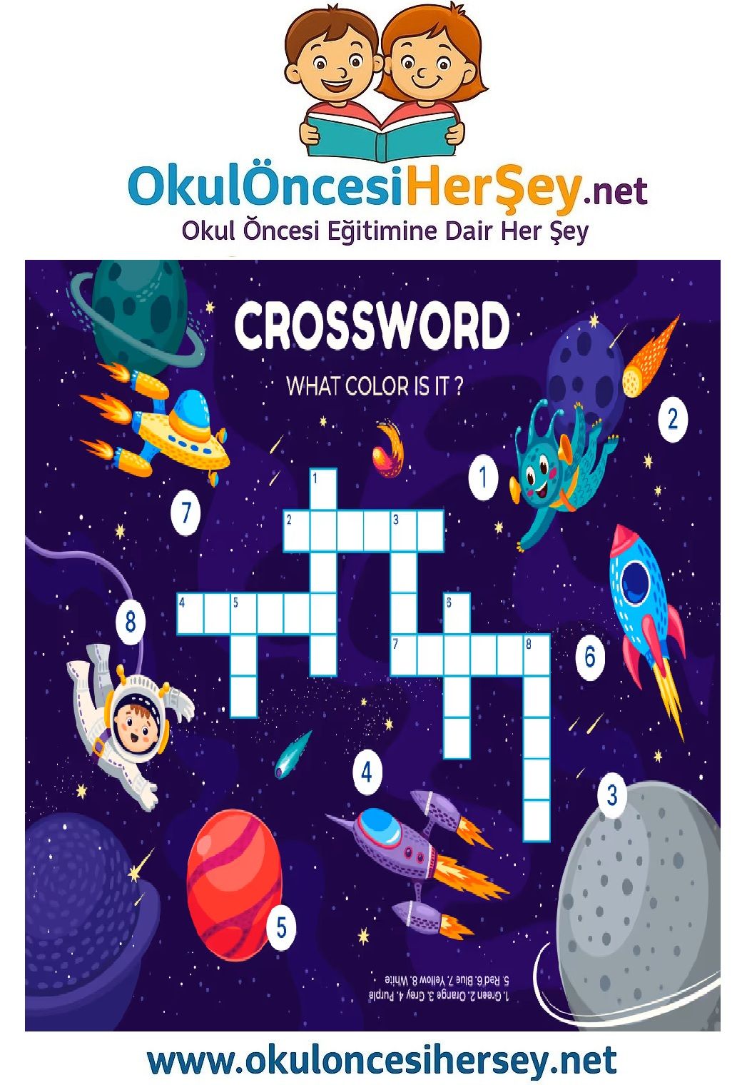 Çocuklar İçin   Crossword Bulmaca  