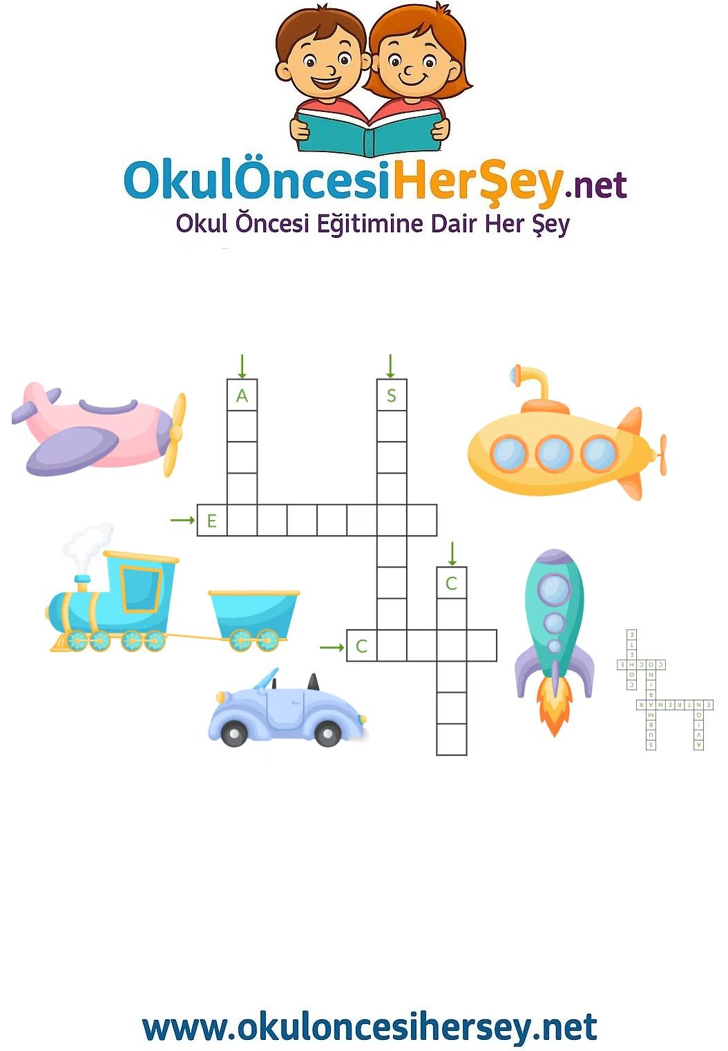 Çocuklar İçin   Crossword Bulmaca  