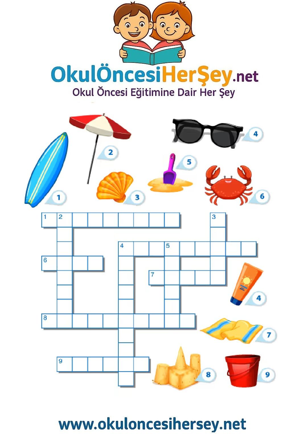 Çocuklar İçin   Crossword Bulmaca  