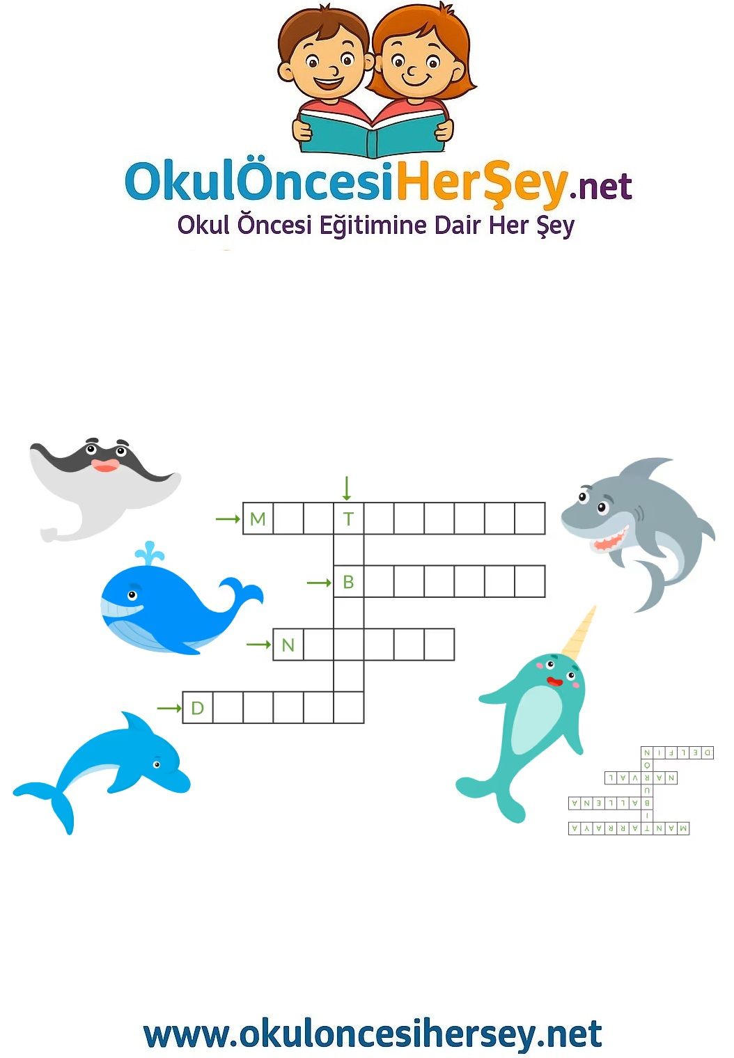 Çocuklar İçin   Crossword Bulmaca  