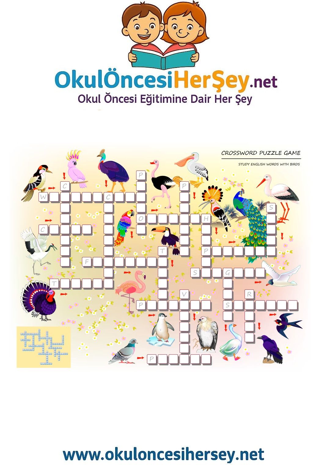 Çocuklar İçin   Crossword Bulmaca  