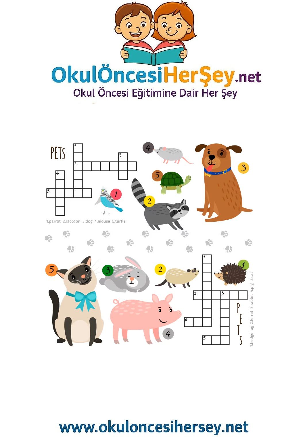 Çocuklar İçin   Crossword Bulmaca  