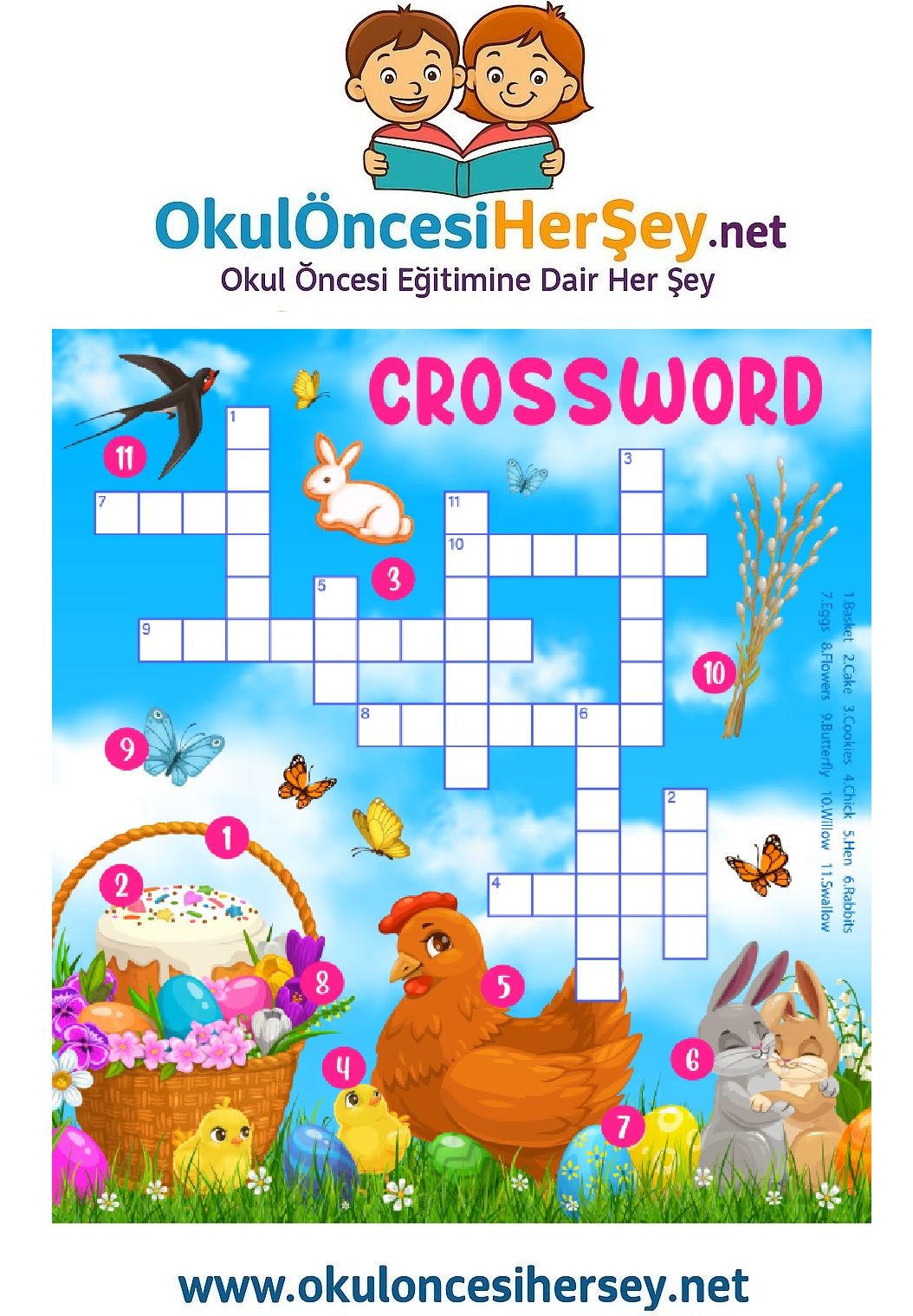Çocuklar İçin   Crossword Bulmaca  