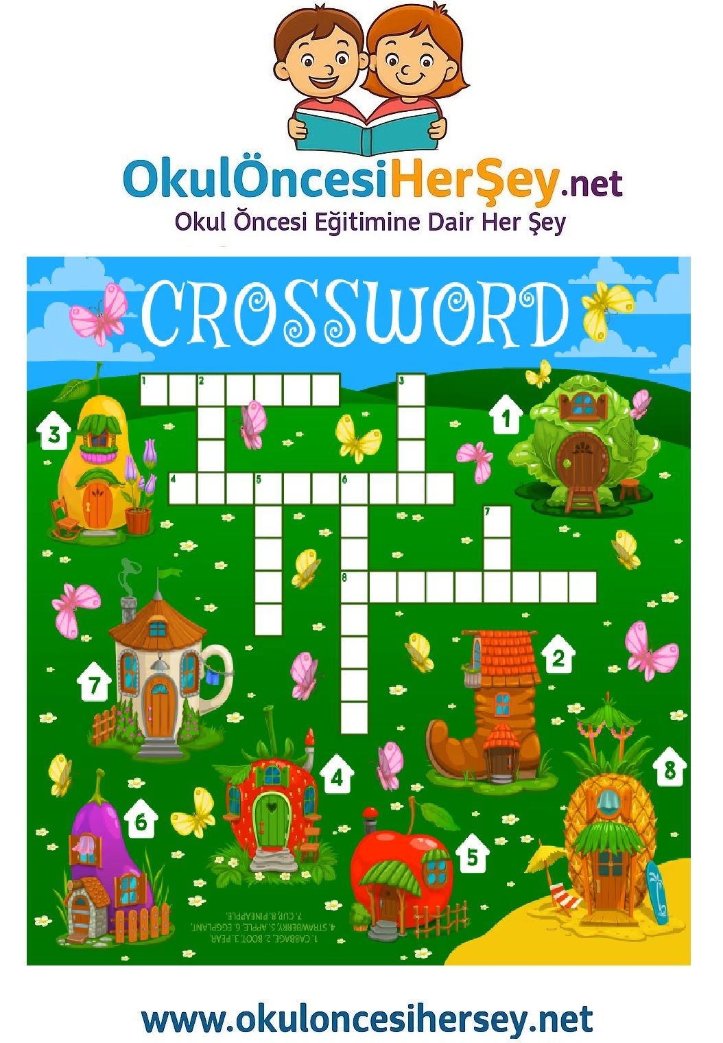 Çocuklar İçin   Crossword Bulmaca  