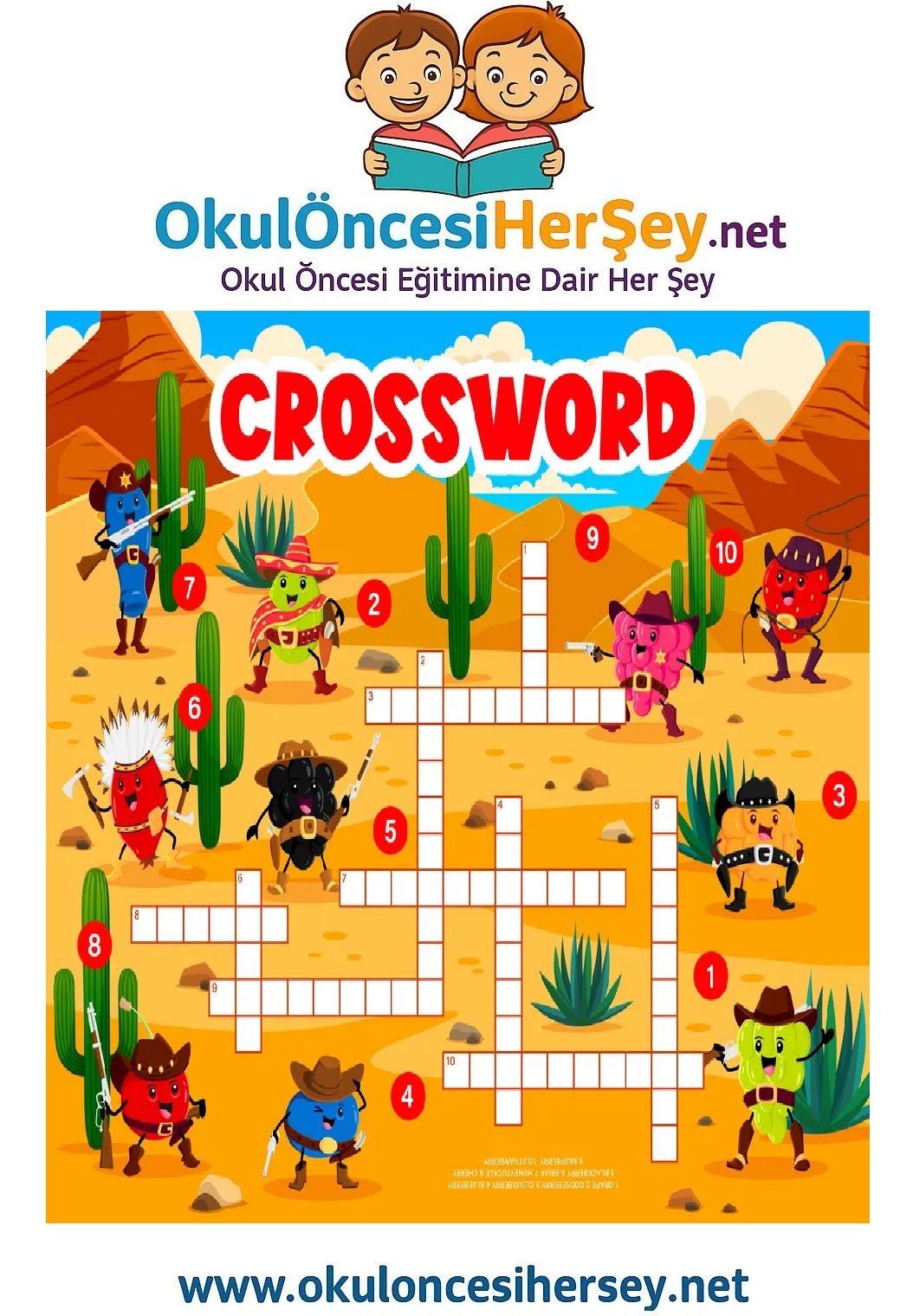 Çocuklar İçin   Crossword Bulmaca  