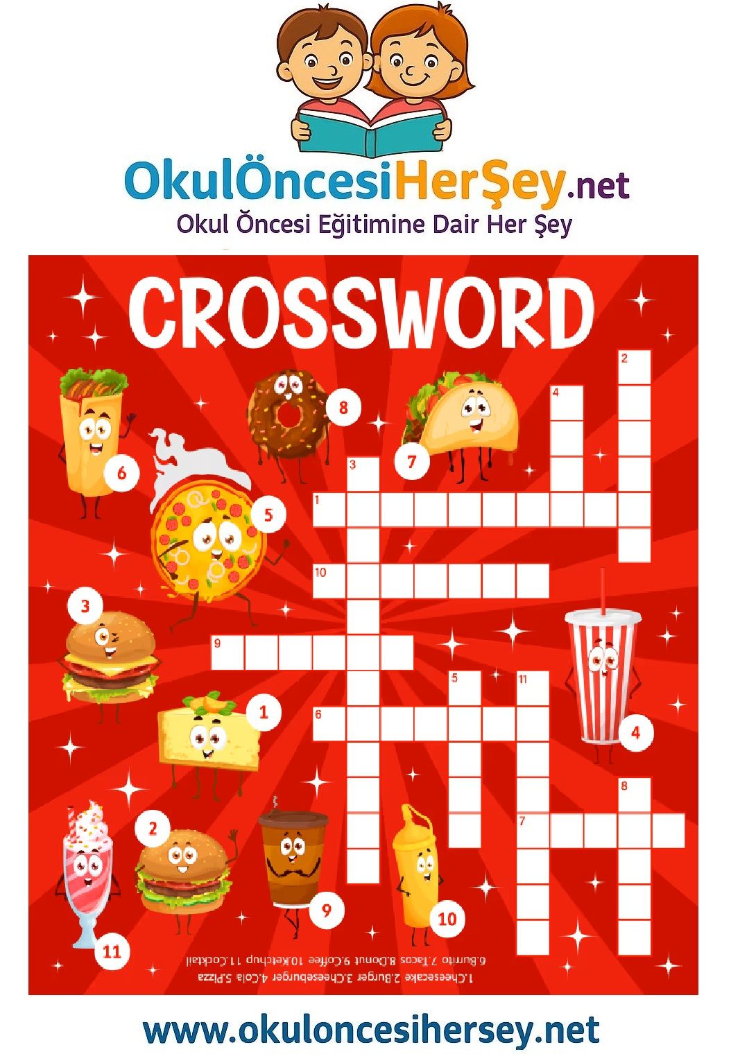 Çocuklar İçin   Crossword Bulmaca  