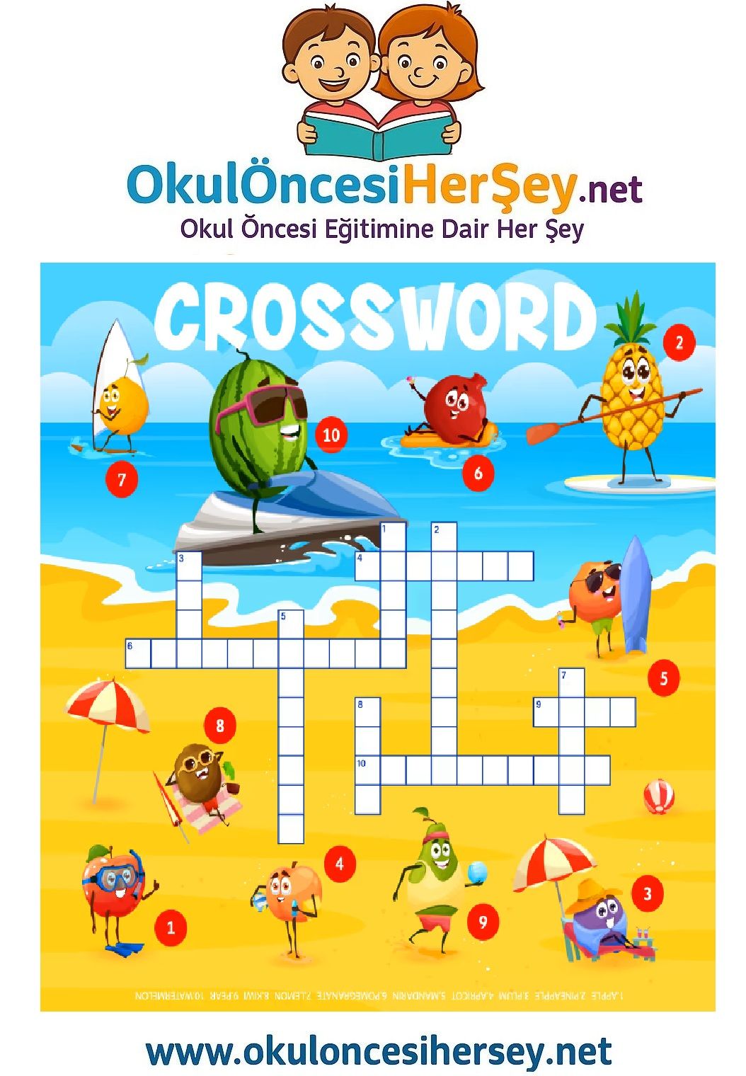 Çocuklar İçin   Crossword Bulmaca  