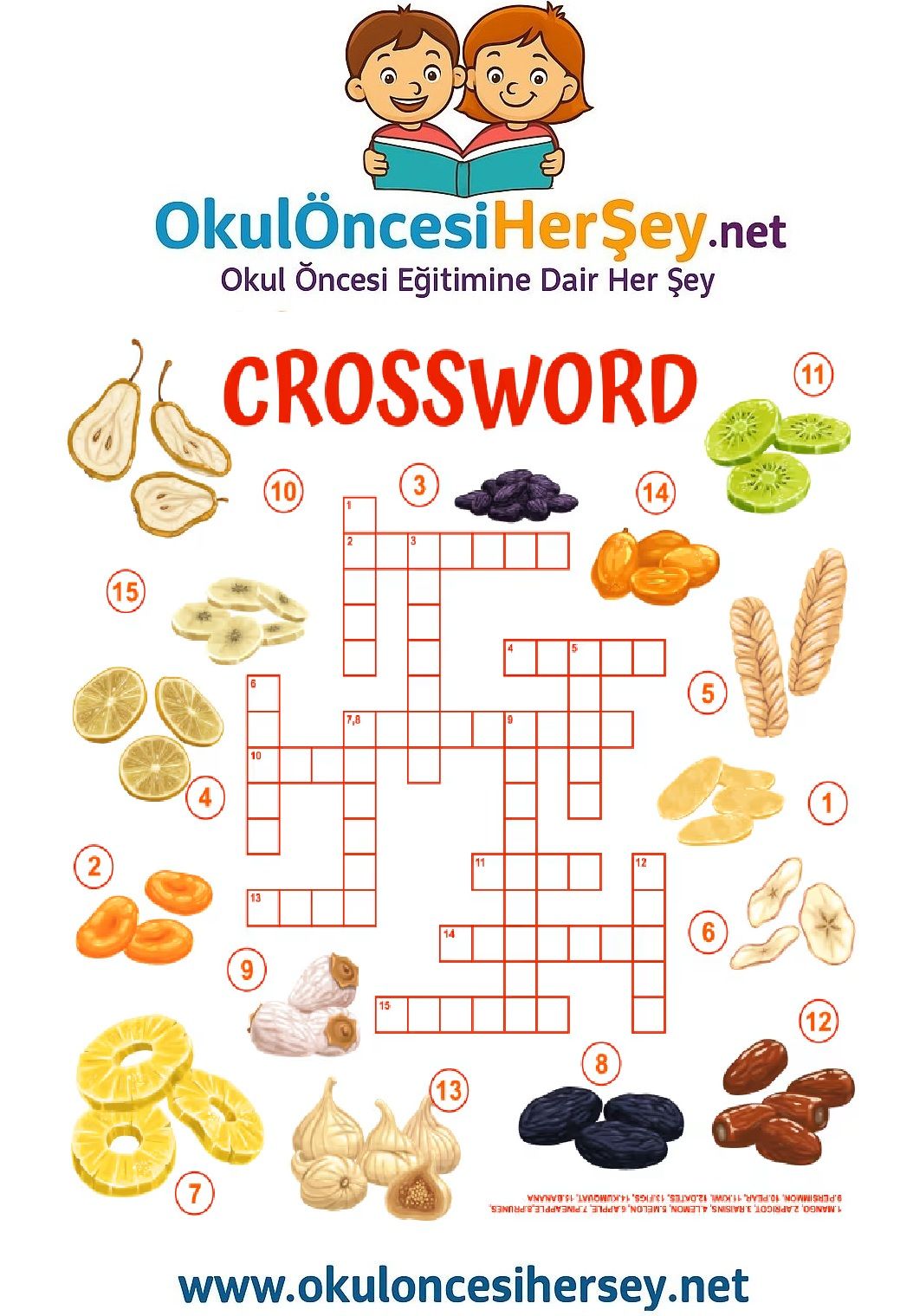 Çocuklar İçin   Crossword Bulmaca  