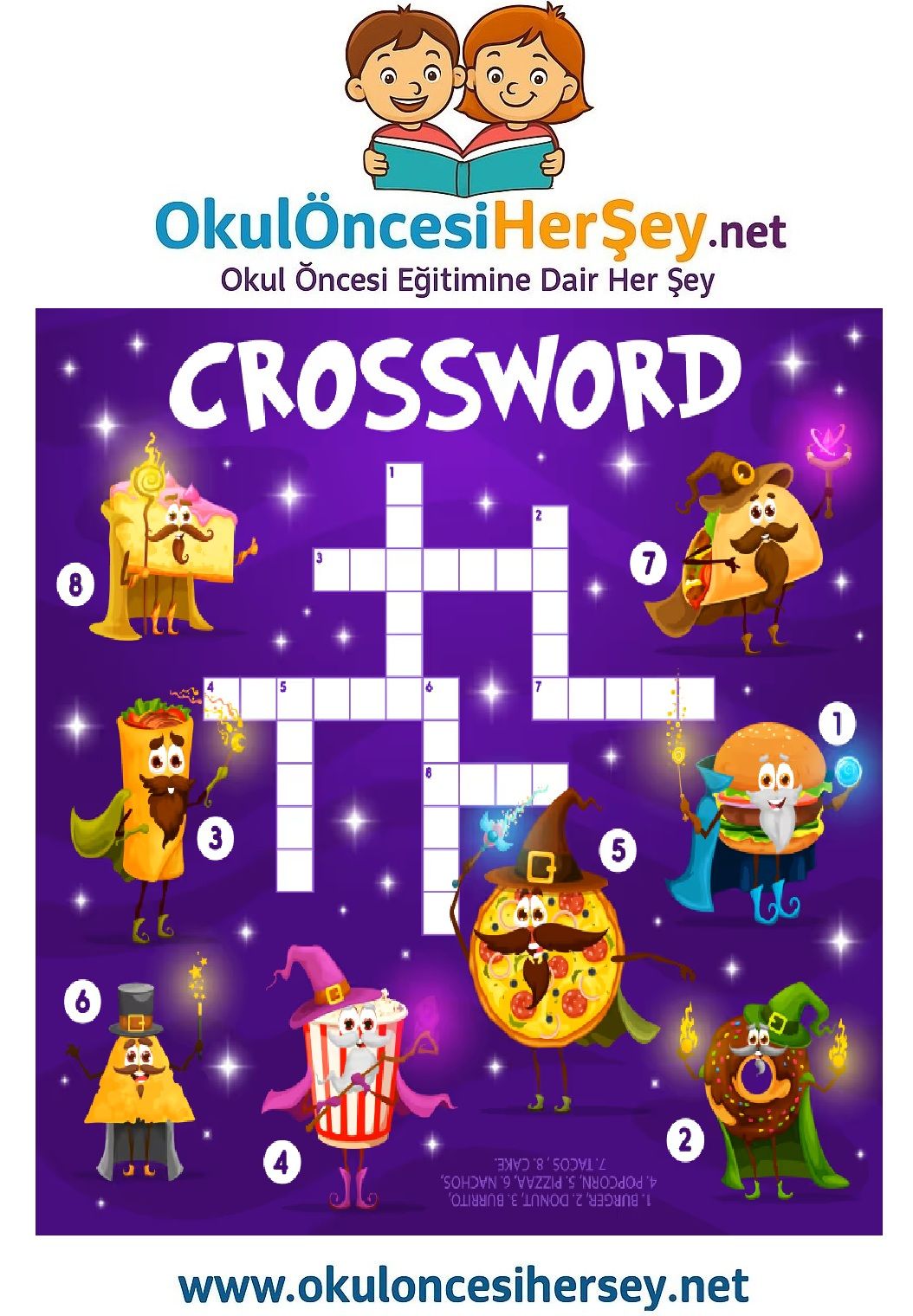 Çocuklar İçin   Crossword Bulmaca  