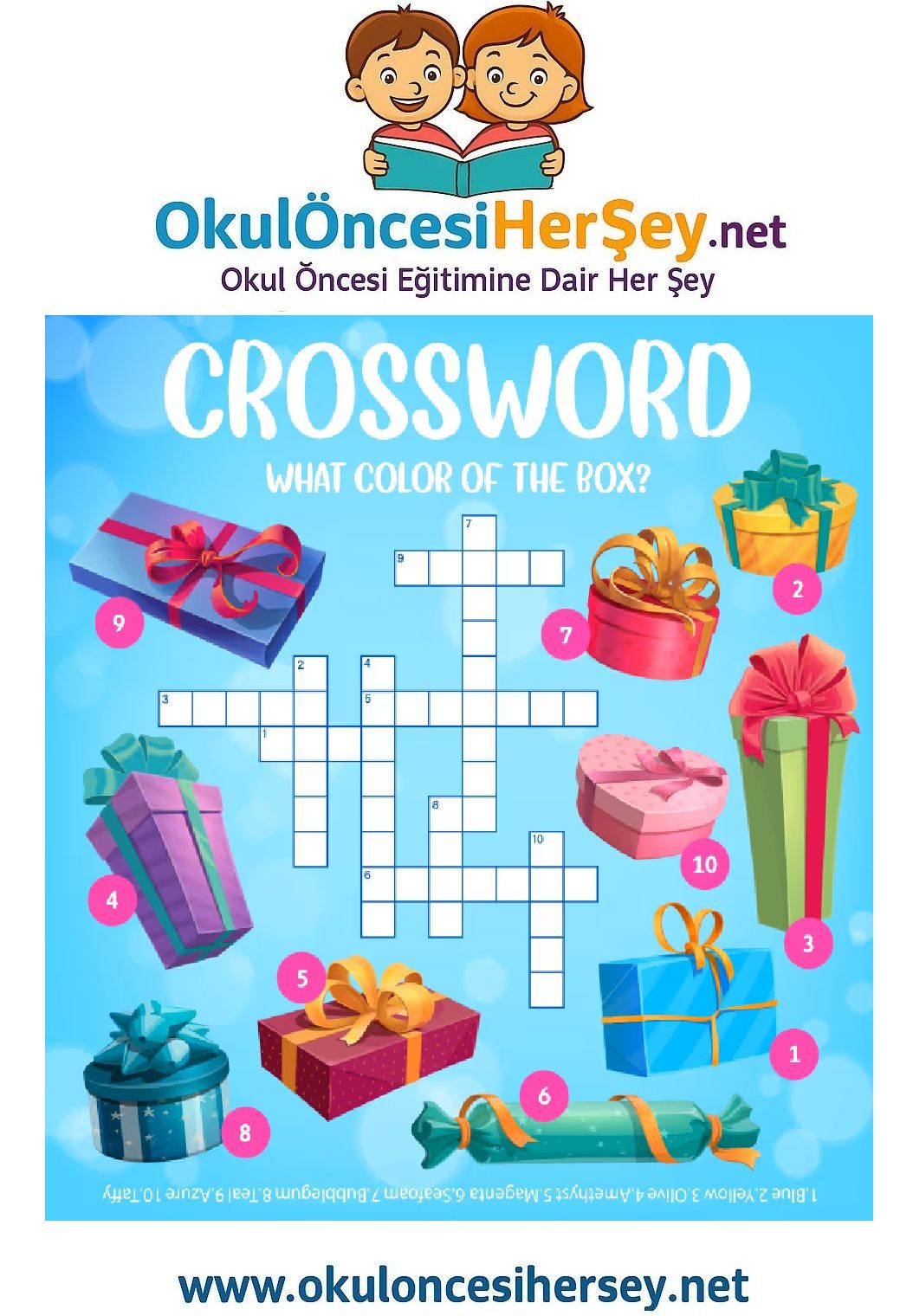 Çocuklar İçin   Crossword Bulmaca  