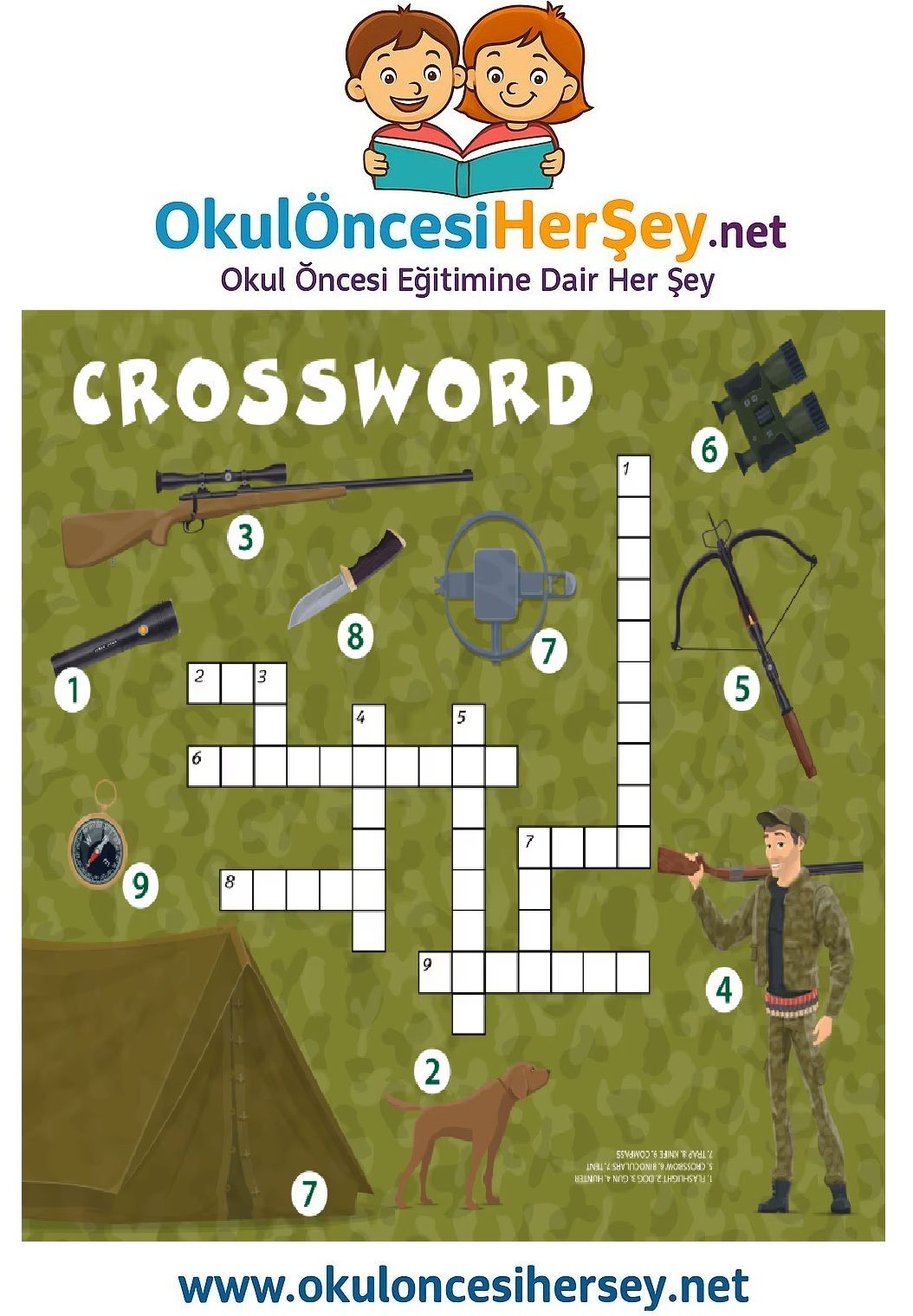 Çocuklar İçin   Crossword Bulmaca  