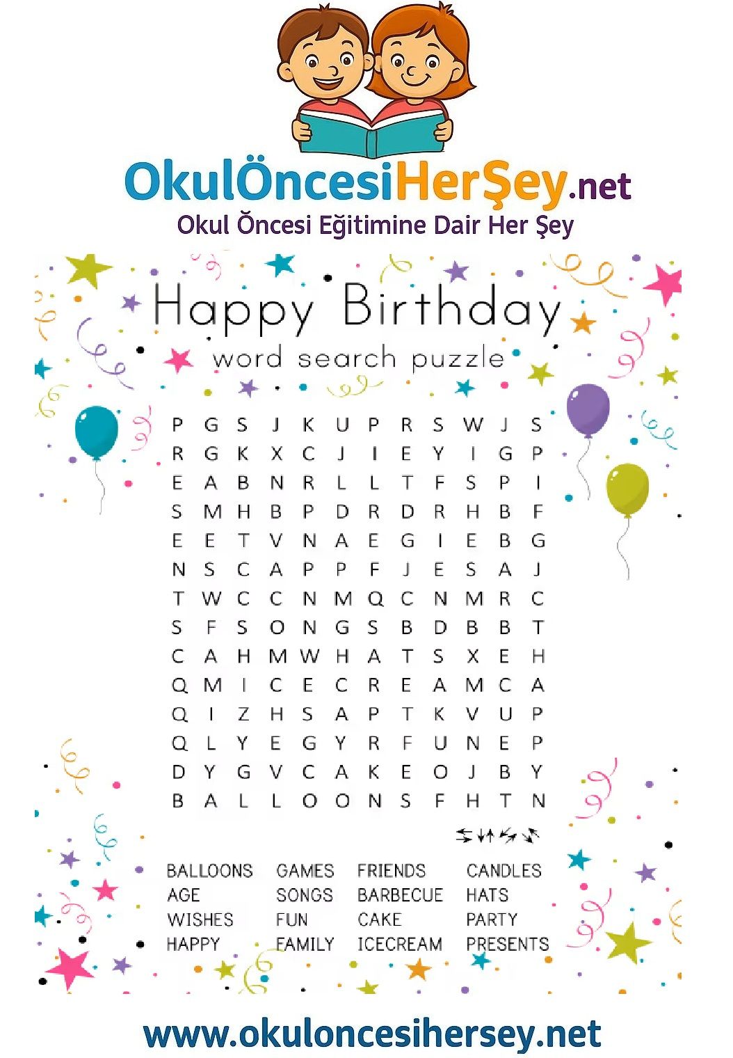 Çocuklar İçin   Crossword Bulmaca  