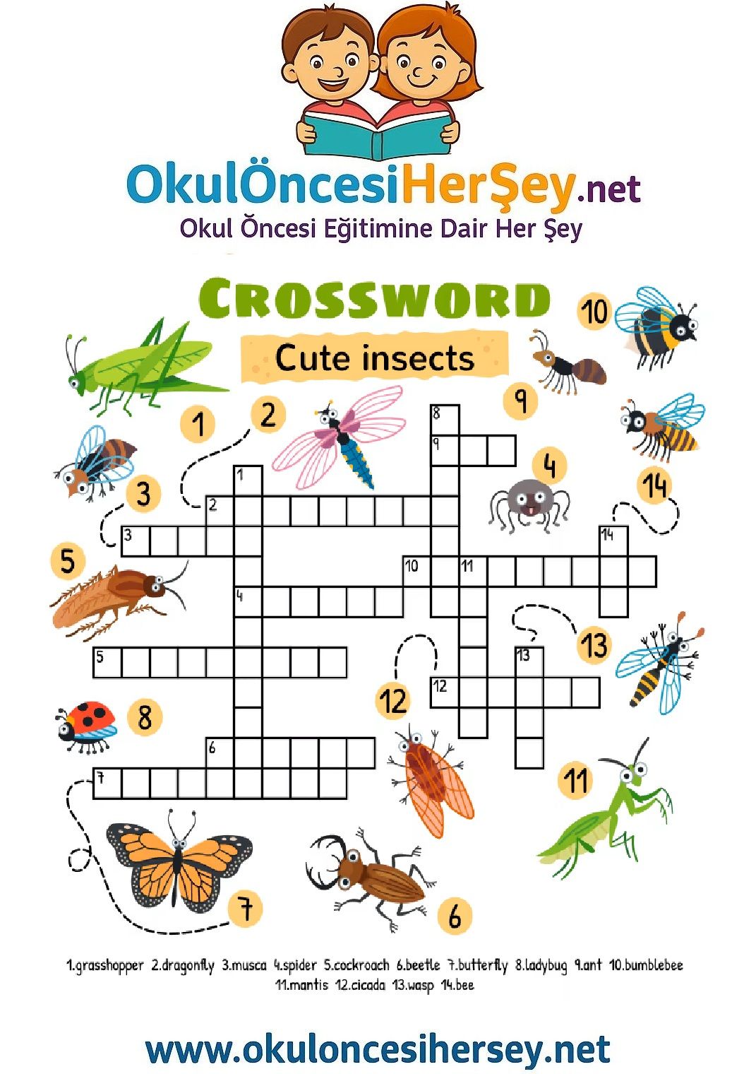 Çocuklar İçin   Crossword Bulmaca  
