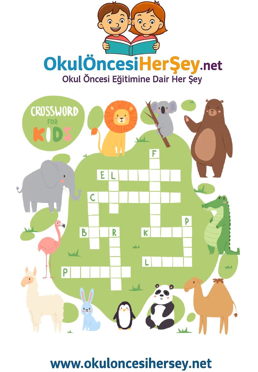 Çocuklar İçin   Crossword Bulmaca  